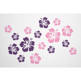 WANDfee Wall Tattoo Hibiscus Flowers Hibiscus Flowers Choice of Colours Wall Sticker Tile Stickers Pink Purple