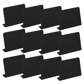 KINBOM 12pcs 4x3inch Mini Chalkboard Signs, Black Small Chalkboard Message Sign Rectangle Food Labels for Party Buffet Wedding Birthday Parties Carnival Prom Activities,L Shaped, Matte Black