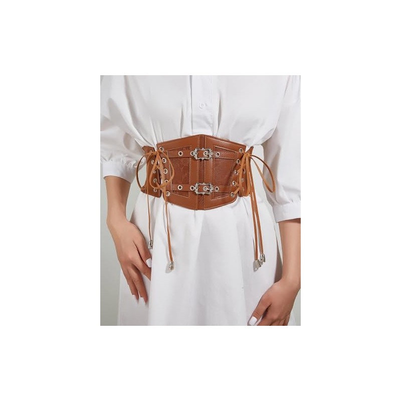 Clyralisa Women's Elasitic Corset Belt Sides Lace-up Underbust Wide Costume