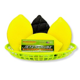 Jetz-Scrubz Scratch-Free Scrubber Sponge, Lemon Shaped, Set of 4, Made in USA
