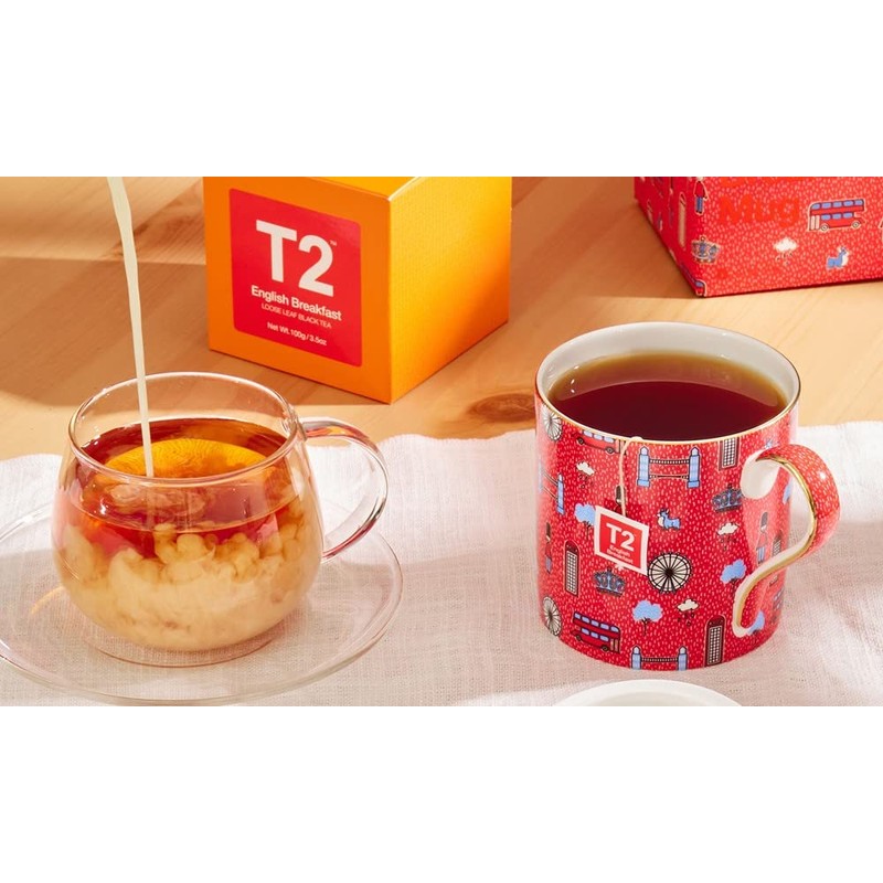 T2 Tea English Breakfast Black Tea Bags in Tea Caddy,