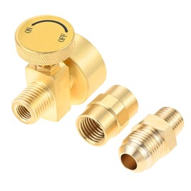3 PCS Propane Gas Brass Fitting Kit Bundle – Includes 1 * 1LB Propane Tank Needle Valve with 1/4" NPT Connector + 1 * 1/4" NPT Female Coupler + 1 * Half Union Gas Adapter (3/8" Flare x 1/4" NPT)