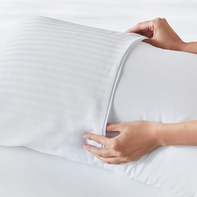 Pikolin Home - Ticking Pillowcase - 100% Cotton, white, 50