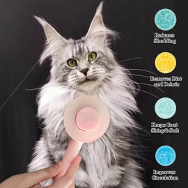 Small Cat Brush for Short or Long Haired Cats Dogs Rabbits, Cute Dog Brush with Release Button for Massage and Removes Loose Fur, Dog Hair Brush Dog Grooming Deshedding Brush