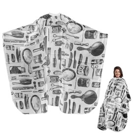 MALOUSUN Hairdressing Cape, Hairdressing Cape, Barber Cape, Haircut Hairdressing Cape, Hair Cutting Cape with Velcro Closure, Adult Cutting Cape, Hairdressing Accessories for Salon Hair Cutting, White