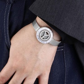 COTTVOTT Women Charms Initial 26 Letters Alphabet Bracelet Bangle Stainless Steel Mesh Belt Buckle Bracelets (Bracelet Y-Silver Color)