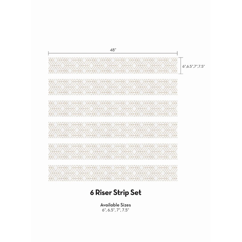 Diamond Geometric Peel and Stick Stair Riser Strips (Off White,