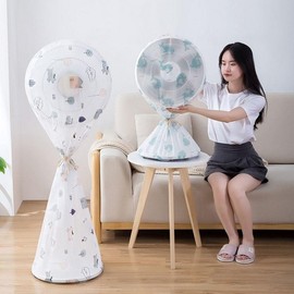 Stand Fan Cover PVC Waterproof Dust Cover Stand Type Wall Hanging Fabric Non-woven Case Kava Small/Whale 3ea