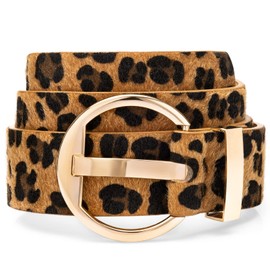 taffeta alley Leopard Belts for Women,Leopard Print Belts for Women Dresses,Leather Dress Belts Gold Buckle Belt Women 100cm