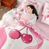 Feelyou Pink Cherry Comforter Set 7 Pieces Cherry Pattern Bed