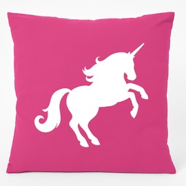 Huuraa Couch Cushion Unicorn Silhouette Gift 40 x 40 cm with Filling Fuchsia Cotton Unicorn Souvenir