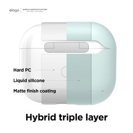 elago Liquid Hybrid Case Compatible with AirPods 3rd Generation Case - Compatible with AirPods 3 Case Cover, Triple Layer Protection, Keychain Included, Wireless Charging, Shock Resistant (Mint)