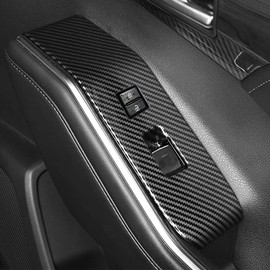 AOKIO Interior Door Window Switch Panel Cover Door Lock Control Button Molding Trim for Toyota Highlander Accessories 2020 2021 2022 2023 2024 North American Vesion Carbon Fiber Style