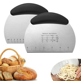 CHENGBAO 2PCS Acero Inoxidable Raspa de Cocina，Multifuncional Espatulas Reposteria，Con Mango Espátula de Acero Inoxidable，Raspas Para Reposteria (1 negro 1 rojo)