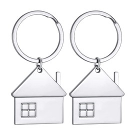 Opopark 2 Pieces Home Keychain, House Keyring, Matching Keyring New Home Housewarming Celebration Gifts for Friends Couples and Family