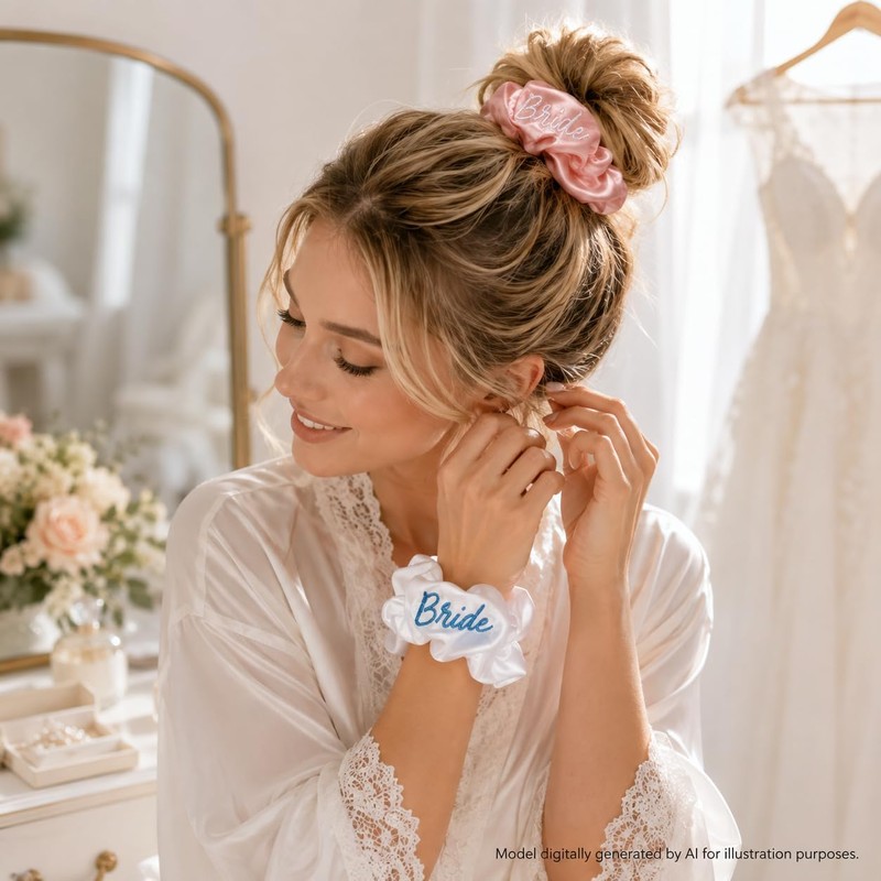 2 Pcs Bride Hair Solid Scrunchies for Women Accessories to