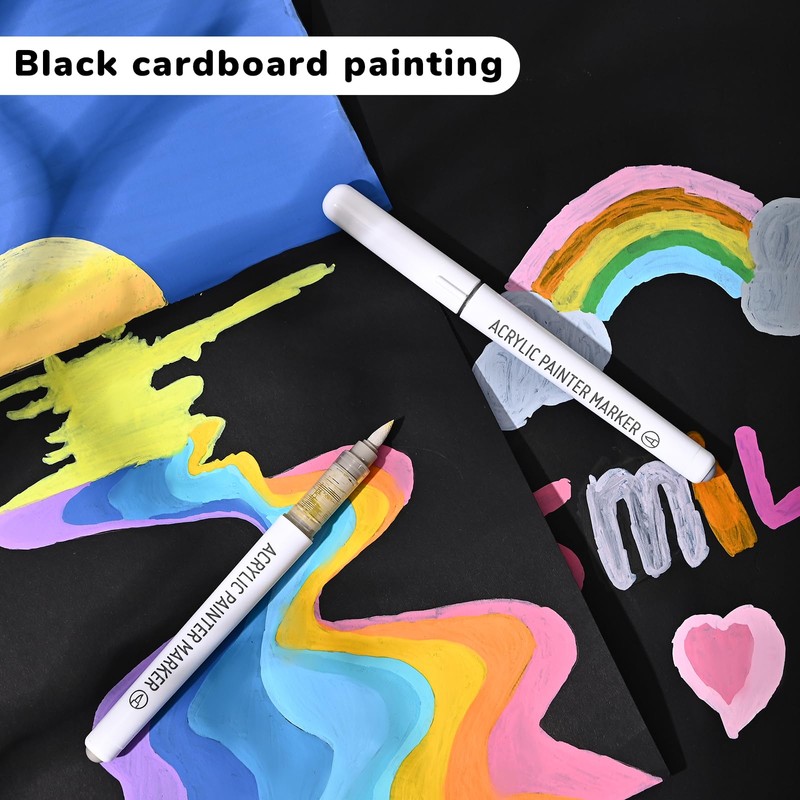 Temiary 9 Colors Acrylic Paint Pens Markers, Grey Series