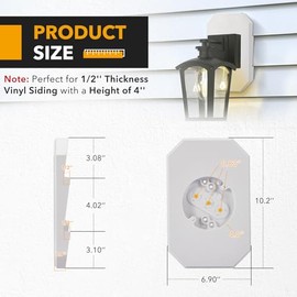 2 Pack Vinyl Siding Mounting Blocks, 8141DBL Outdoor Light Mounting Block with Built-in Electrical Box, Siding Mount Kit for 1/2 inch Lap Double and 4 inch, White