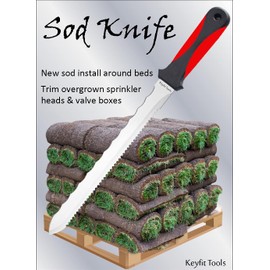 Keyfit Tools SOD Knife Professional Contractor Grade 304 Stainless Steel Blade Sod Cutter Trim New Sod Edging Beds Overgrown Valve Box Sprinkler Heads Like Hunter PGP Raise Repair Remove Sprinklers