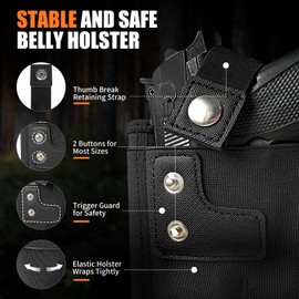 Mostcomtac Belly Band Holster for Men Women, Gun Holster for Comfortable Carry, Breathable Neoprene Concealed Carry Holster Fits Glock, Taurus, Ruger, Smith Wesson, and Most Pistols and Revolvers