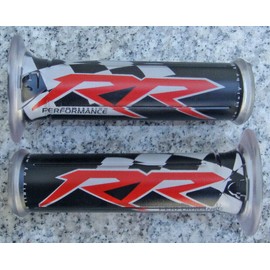 Red RR Logo Gel Hand Grips Compatible with Honda CBR500R CBR600RR CBR929RR CBR954RR CBR1000RR CBR1100XX CBR125 CBR250 CBR300 CBR500 CBR600 CBR 125 250 300 500 600 600RR 650 900 929 954 1000 RR 1000RR