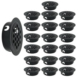 Unlorspy 20 Pcs Circular Soffit Vents 1-Inch(25mm) Stainless Steel Round Soffit Vents Round Vent Mesh Hole Louver for Kitchen, Cabinets, Wardrobes and Shoebox (Black,Flat)