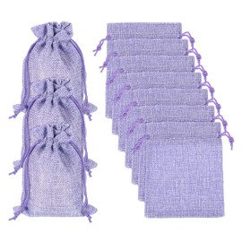 sourcing map 20 Pcs Burlap Bags with Drawstring, 4 x 5.5 Inch Favor Sacks Bag Jewelry Pouches for Christmas Thanksgiving Birthday Wedding Party Gifts Bags, Purple