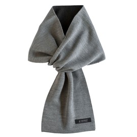 [TAVARAT] 3-second scarf Mens short scarf compact size autumn spring acrylic nylon wool soft touch (gray-charcoal gray)