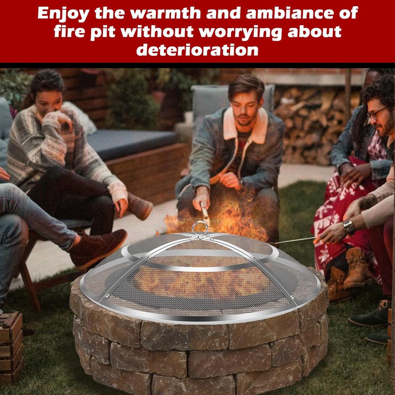 Fire Pit Spark Screen,36 Inch Fire Pit Screen Cover Stainless