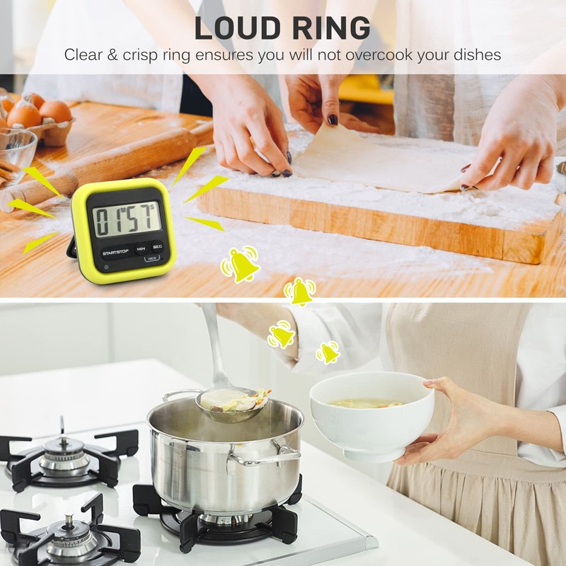 LAPOOH Kitchen Timer Digital Stopwatch with Loud Alarm Large LCD