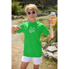 BesserBay Boys' Short-Sleeved Crew Neck UV Shirt Rash Guard UPF 50+ Swimming Shirt Children's Swimming Shirt 110-160, Green