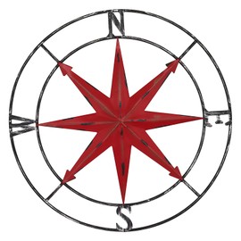 aboxoo Round Metal Compass Decorative Compass Metal Wall Art Hanging Wall Sculpture 11 Inch Diameter Farmhouse Decor Indoor or Outdoor Sign