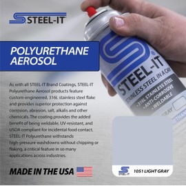 Steel-It 1051B Polyurethane Aerosol, Industrial Paint Coatings, Weldable, Easy to Apply - Light Gray (3 Pack)