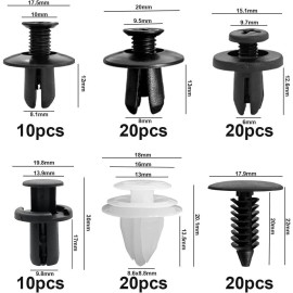 Fevirad For Subaru 100Pcs Car Bumper Hood Clips Retainer Rivet Fastener Fender Push Pin