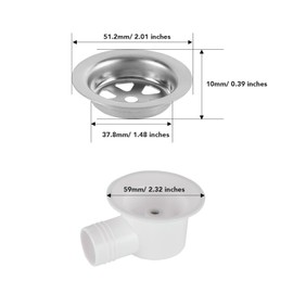 RV Sink Drain Connector Right Angle Space Saving Stainless Steel Yacht Drain Adapter ABS Material