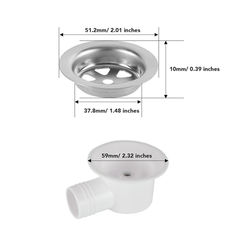 RV Sink Drain Connector Right Angle Space Saving Stainless Steel