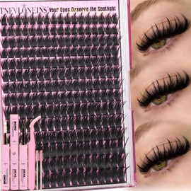 TNFVLONEINS Manga Lash Clusters Kit with Spikes Wispy Lash Extension Kit Fluffy Eyelash Clusters Anime Cluster Eyelash Extensions Spiky Individual Lashes soft Eyelash Extension Kit（12-20MM,224Pcs）