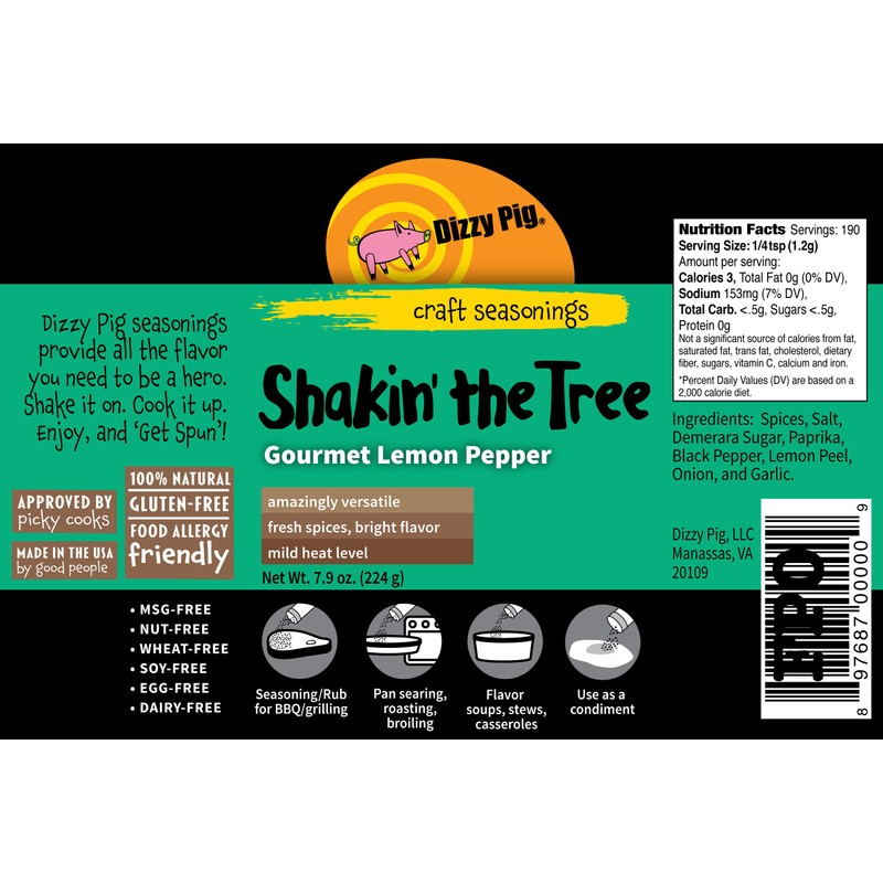 Dizzy Pig Shakin' the Tree Gourmet Lemon Pepper Seasoning Rub