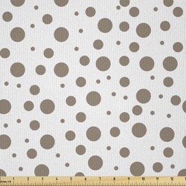 Ambesonne Brown Fabric by The Yard, Big and Small Drop Like Spots on White Background Vintage Style Old Fashioned Design, Microfiber Fabric for Arts and Crafts Textiles & Decor, 1 Yard, Cocoa White