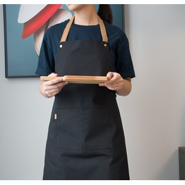 Bandi Premium Basic Canvas Waterproof Apron A802 Kitchen Cafe Art Beauty Salon, Blue - (Waterproof O) / Size up / 반디 프리미엄 베이직 캔버스 방수 앞치마 A802 주방 카페 미술 미용실, 블루 - (방수O) / 사이즈업