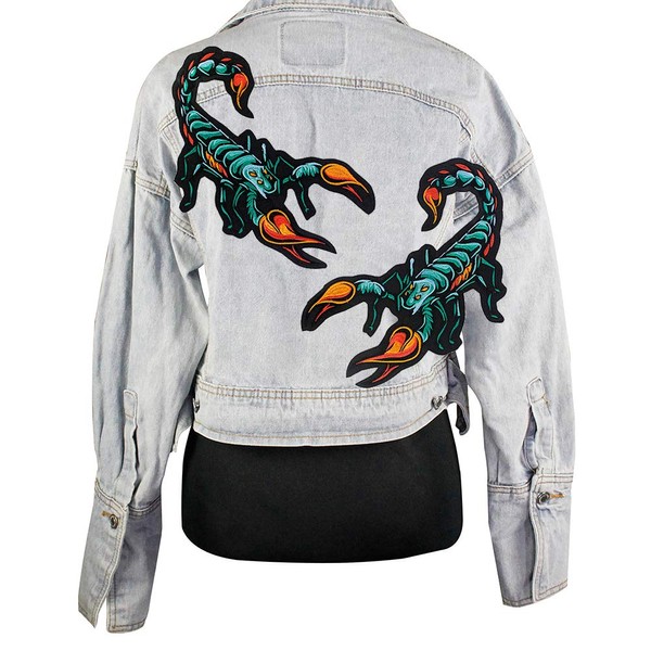 1 Pair Scorpion Biker Patch Embroidered Iron On Patches Fabric