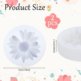 Daisy Flower Silicone Mold, 2 PCS Flower Molds for Candle Making, 3D Flower Fondant Chocolate Candle Decoration Mold, Blooming Flower Mold for DIY Soap Candle Beeswax Resin Craft