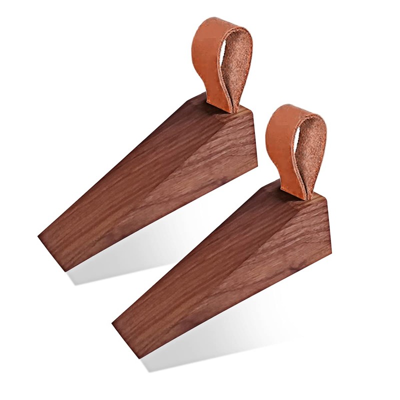 Door Stopper, Soild Walnut Wood Doorstop Wedge, Non-Slip Door Stops