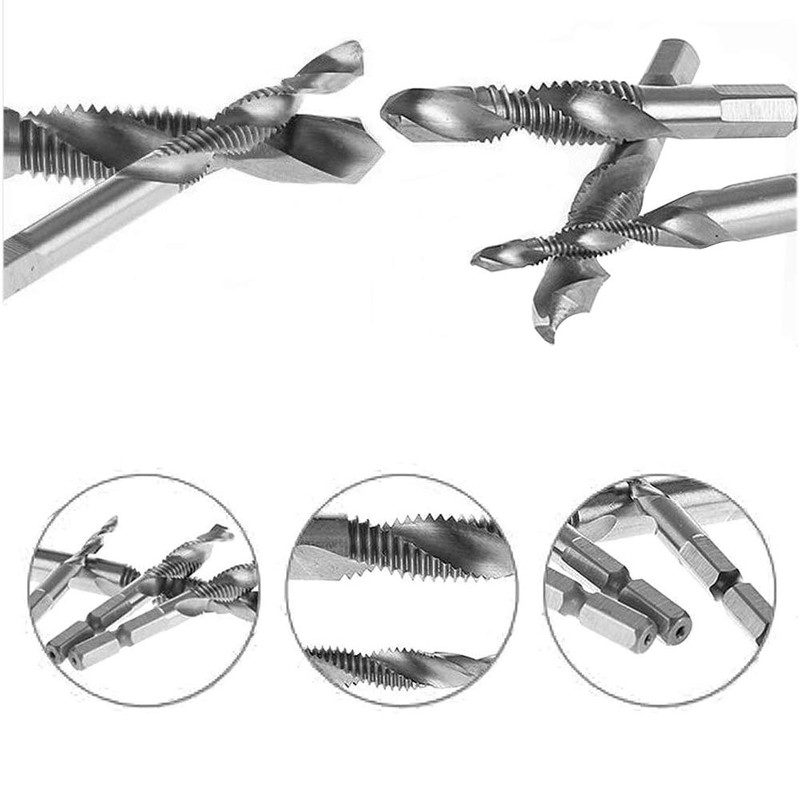 Eyech 6PCS HSS SAE Combination Drill Tap Bit Set Combination
