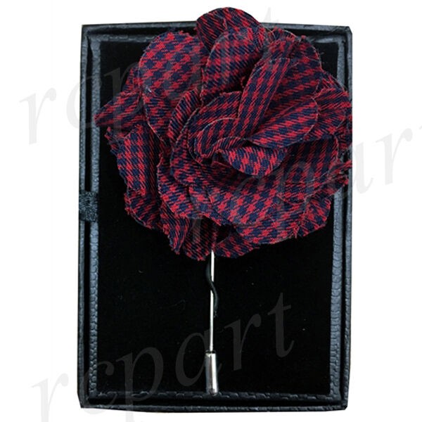 New formal Men's flower lapel pin chest brooch buckle red checkers wedding