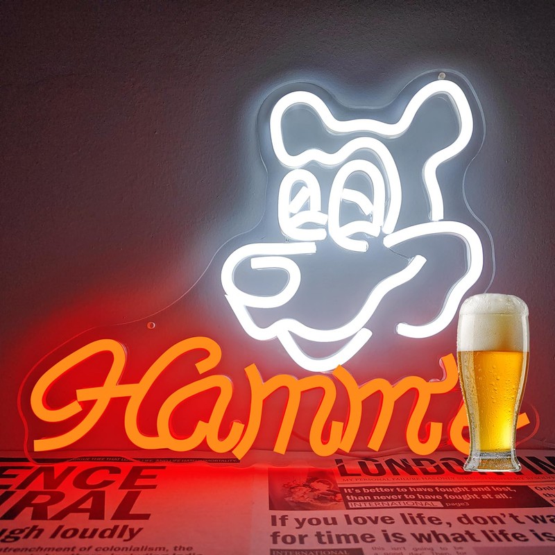 JooeTuu Hamms Beer Bear Neon Sign for Wall Decor Dimmable