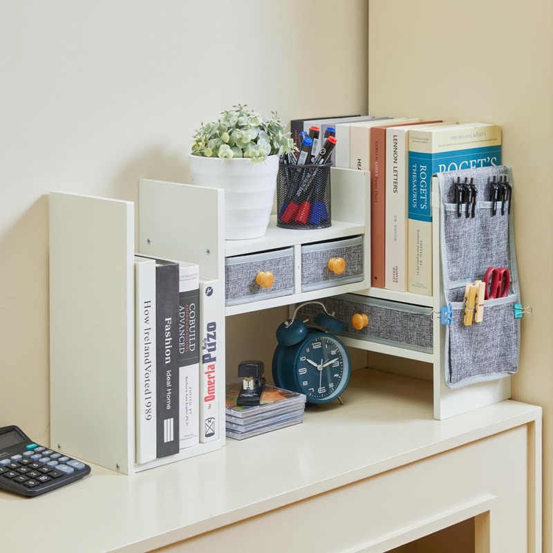 X-cosrack Adjustable Desk Shelves for Storage, Desktop Bookshelf with 3