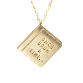 Spinningdaisy Handcrafted Once Upon A Time Book Necklace Gold