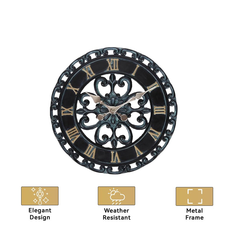 Lily's Home Hanging Verdigris Wall Dial Thermometer, Ideal for Indoor