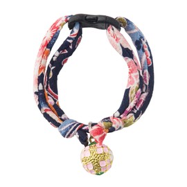 Necoichi Chirimen Temari Dynasty Cat Collar (Navy)